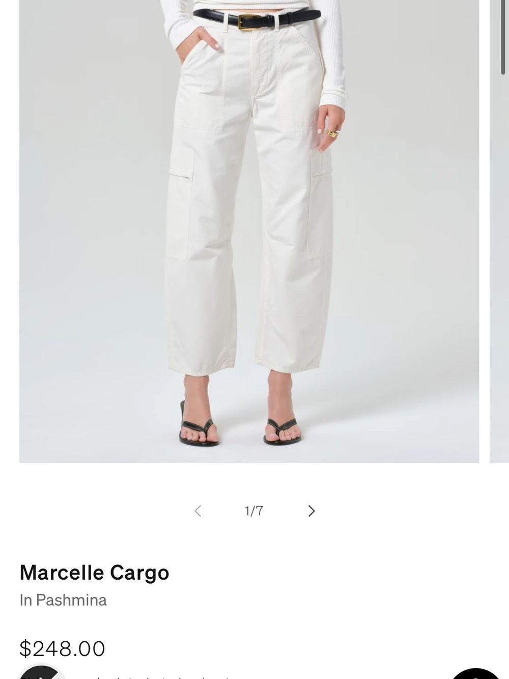 Citizens of Humanity Marcelle Low Slung Cargo Pants NWT Size 25